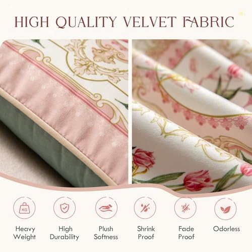 Vintage Pink Floral Pillow Cover 18x18, Tulip Garden - Image 3
