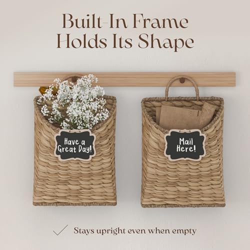 Water Hyacinth Wall Hanging Basket for Front Door, Flat Back - Image 5
