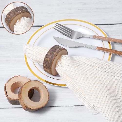 50 Pcs Wooden Bark Napkin Ring 1.18 Inch Handcrafted Wooden Napkin Holder Decorative Round Shaped Holders with Bark Edge Natural Design for Table Dining Parties Special Occasions Kitchen & Home Decor - Image 4
