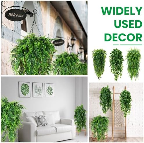XunYee 28 Pcs Artificial Hanging Plants 32 Inch, Greenery Mix - Image 5