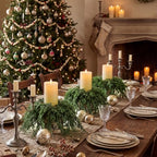 6 Pcs Christmas Draping Wreath Candle Rings, Pine, 3.5 in, Classic - Image 5