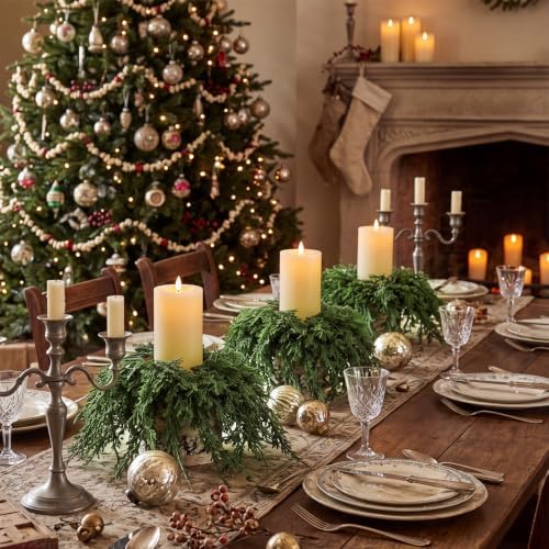 6 Pcs Christmas Draping Wreath Candle Rings, Pine, 3.5 in, Classic - Image 5