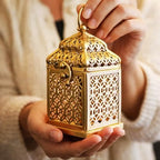VELA LANTERNS Mini Golden Tower Temple Moroccan Lantern Lamp Decorative Candle Holders for Ramadan Decorations, Hanging, Outdoor Patio or Porch, Indoor Home Decor, Gold, Set of 4 - Image 5