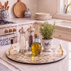 Mother of Pearl Decorative Tray with Metal Handle, Elegant - Image 3