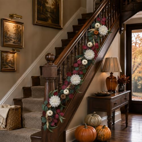 6ft Fall Garland for Mantle, Thanksgiving Autumn Indoor Outdoor Decoration - Image 3