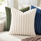 Pallene Faux Fur Decorative Throw Pillow Covers 24x24 Set of 2, Navy Blue - Image 4