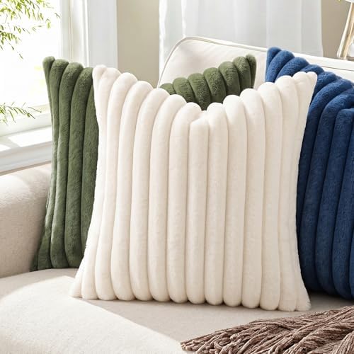 Pallene Faux Fur Decorative Throw Pillow Covers 24x24 Set of 2, Navy Blue - Image 4