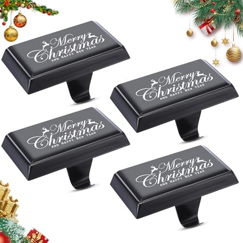 Yaocom 4 Pcs Christmas Stocking Holders Metal Fireplace Hooks,Black by Yaocom