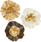 Briful 12" Gold Wall Décor Pack of 3 Metal Flower Plate Wall Art Modern Accent Hanging Wall Decorations For Home Office Bedroom Or Living Room Wall Sculptures by Briful