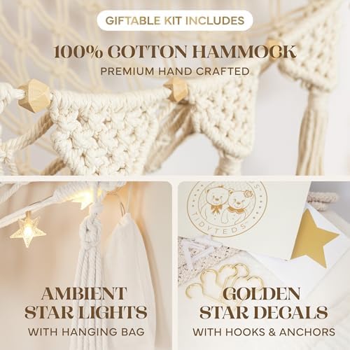 TIDYTEDS Stuffed Animal Hammock Corner | Sturdy Handcrafted Stuffed Animal Net | 4mm Double Macrame Cord Stuffed Animal Holder | Natural 100% Cotton Plushie Net | Toy Hammock w/LED Light (Ice Cream) - Image 2