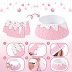 Metal Christmas Tree Collar 24 Inch Pink Christmas Tree Stand Base Cover - Image 3