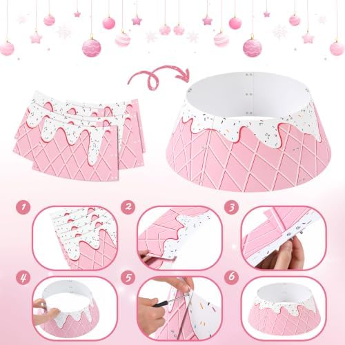Metal Christmas Tree Collar 24 Inch Pink Christmas Tree Stand Base Cover - Image 3