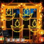 Huquary 4 Pcs Solar Diwali Diya Lights Window Lights Diwali Decorations for Home Deepavali Hanging Silhouette Lighted Decor with Solar Stake 4 Hooks for Indian Festival Mandir Altar Shrine Pooja Decor by Huquary