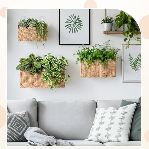 3 Pcs Wall Hanging Baskets,Scalloped,Natural Tan,Paper Cord - Image 6