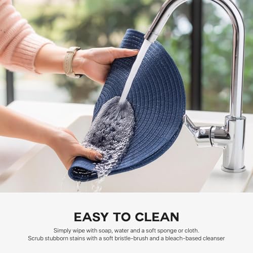 BARoyal Round Placemats Set of 12 Woven Placemats Washable Braided Table Mats for Dining Table Heat Resistant Non-Slip Circle Place Mats(Navy Blue) - Image 5
