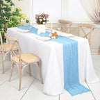 20 Pack Light Blue Table Runner 10Ft Cheesecloth Table Runner Boho Gauze Table Runner Long Cheese Cloth Table Runner Romantic Sheer Fabric Table Runners for Wedding Party Bridal Shower - Image 3