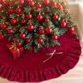 48 Inches Velvet Christmas Tree Skirt Decorations Red Wine Luxury Xmas Fur Plush Skirts for Merry Christmas Party Rustic Vintage Holiday Home Winter by QIJISTORM