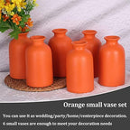 Orange Bud Vases Set of 6 - Mini Orange Ceramic Vases for Flowers, Modern Bud Vase for Table Decor, Boho Small Vase for Home Decor, Centerpieces in Bulk for Wedding, Home, Table, Party Decor - Image 3