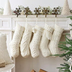 Farmhouse Knitted Personalized Christmas Stockings: 5 Pack 18 Inch Rustic Cable Knit Fireplace Cozy Hanging Xmas Stockings Boho Style Stocking Decorations for Family Holiday Décor, White Beige - Image 7