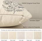 Vintage Floral Print Euro Sham Pillow Covers 24x24 Set of 2 Patterned Accent Decorative Cushion Covers Modern Farmhouse Throw Pillow Covers for Bed Sofa Couch Chair Living Room Home Decor, Light Taupe - Image 3