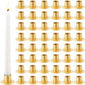 48 Pcs Gold Metal Taper Candle Holders Bulk for Wedding Pillar Candles Taper Candlesticks Holders Centerpieces Short Candle Stick Dinner Decor for Party Anniversary Dinning Table Gift (48, Gold) by PINKXHY
