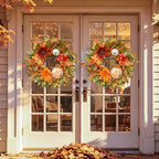 24 Inch Fall Wreaths for Front Door Outside Autumn Wreath with Peony - Image 4