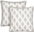 Ridhi Block Print Quiet Earth Cotton Pillow Cover 20" x 20" (Set of 2) by Ridhi