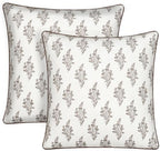 Ridhi Block Print Quiet Earth Cotton Pillow Cover 20" x 20" (Set of 2) by Ridhi