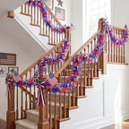 Suncalla 6 ft Red White Blue Garland 4th of July Patriotic Flower Garland for Mantle Artificial 250th Decoration with Daisy Lavender Vine Memorial Day Faux Floral for Independence Table Decor - Image 6