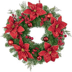 SHACOS Artificial Christmas Wreath 24" Poinsettia Flower Wreaths by SHACOS