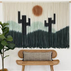 Macrame Wall Hanging Handmade Green Cactus Dip-Dye Fiber Art 57"W*35"L by FLBER