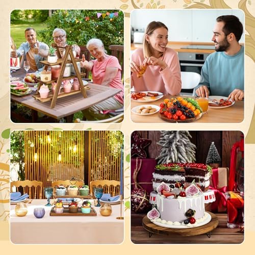 Havawish 5 Pcs Wood Dessert Display Set, Cupcake Stand Cake Tower Tray - Image 5