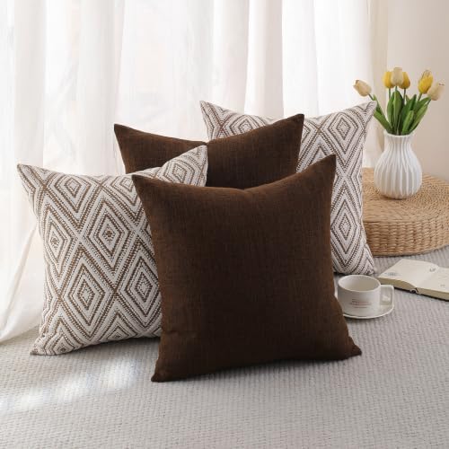 HPUK Throw Pillow Covers 18x18, Set of 4, Chocolate Couch Pillow Covers - Image 3