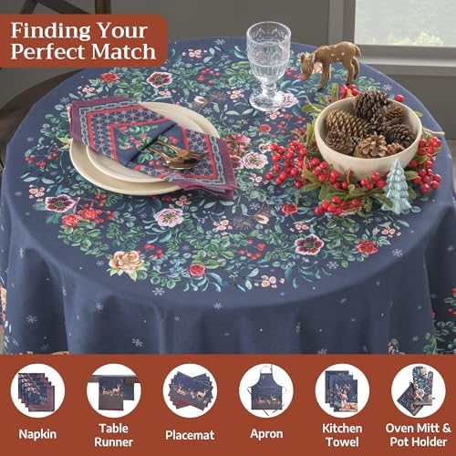 Maison d' Hermine Table Cloth Round Table Reusable 100% Cotton 63" Diameter - Image 4