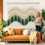 Tiamon Boho Wall Decor - 59'' W x 42'' L Macrame Wall Hanging Beaded Large Tapestry Art for Home Bathroom Farmhouse Bedroom Living Room Office Natural Modern Rustic Decoration - Image 4