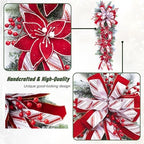 Soomeir 36 Inch Pre-Lit Christmas Teardrop Swag, Winter Holiday Swags Wreaths with Red Velvet Glitter Stripe Ribbon, Artificial Red Berries for Front Door, Wall Window Fireplace Artificial Decor - Image 3