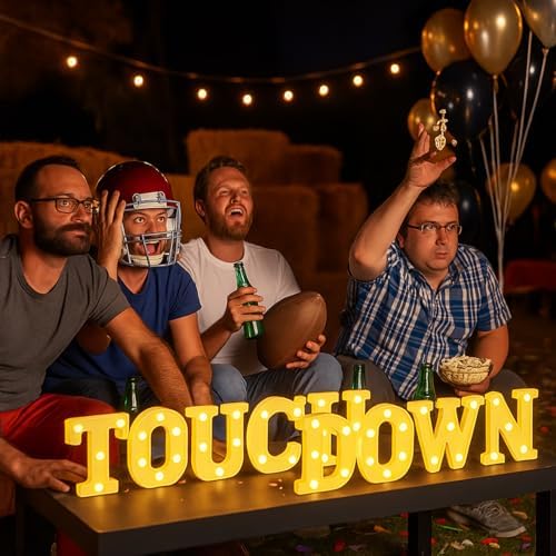 Honoson 9 Pcs Football Party Decorations touchdown LED Lights up Sign - Image 3