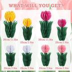 SUNBEAUTY 8 PCS Flower Honeycomb Decor Tulips Table Centerpieces Spring Decoration for Home Office Paper Flower Tulip Honeycomb Decor for Garden Party, Mother's Day Decoration - Image 3