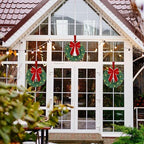 ATDAWN 3 Pack Mini Christmas Wreath, Lighted Christmas Front Door Wreath, Xmas Wreath for Holiday Christmas Party Decorations (Red Bow) - Image 4