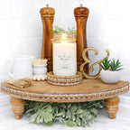 Farmhouse Corner Shelf Stand [with Removable Feet] - Bathroom Countertop Organizer, Decorative Tray Riser, Beaded Wooden Tray, Corner Tray Plant Stand, Coffee Bar Organizer for Kitchen Countertop by FeltCreativeHomeGoods