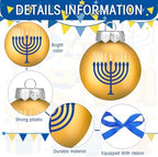 Tioncy 16 Pcs Hanukkah Ball Ornaments Jewish Christmas Hanukkah Ornaments for Tree Menorah Star of David Decorations Set Happy Hanukkah Decorative Hanging Balls Ornaments for Tree Party(3.15 Inches) - Image 4