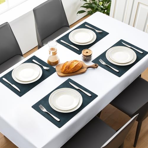 MOSAYT Vinyl Faux Leather Placemats, Set of 12, Navy Blue - Image 2