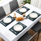 MOSAYT Vinyl Faux Leather Placemats, Set of 8, Navy Blue - Image 2