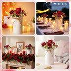 Domensi 6 Sets Wedding Centerpiece for Table Decoration Red Artificial Fake Rose Flower with Metal Vase Faux Silk Rose Bouquet Floral Arrangement for Bridal Shower Home Dining - Image 6