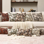 FANAMI Vintage Floral Throw Pillow Covers 18x18 Set of 2 Boho Farmhouse Accent Pillowcase Neutral Modern Chenille Square Decorative Cushion Covers for Couch Sofa Bed Living Room Home Decor, Grey - Image 6