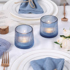 DARJEN Blue Ribbed Tealight Votive Candle Holders Set of 10 - Image 3