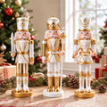 Simgoing 3 Pcs Gold White Nutcracker Christmas Resin Figures Table Decor by Simgoing