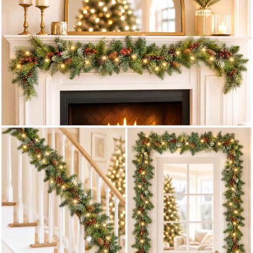 9ft Pre-Lit Artificial Christmas Garland with Lights & Pine Cones - Image 7