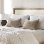 MIULEE Decorative Neutral Khaki Euro Sham Pillow Covers 24x24 Inch 2 Pack - Image 3