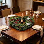 24 Inch Christmas Wreath for Front Door - Artificial Cedar Winter Wreath with Golden Bell, Pinecones & Red Berries, Farmhouse Holiday Wreath for Indoor Outdoor Christmas Decorations - Image 6